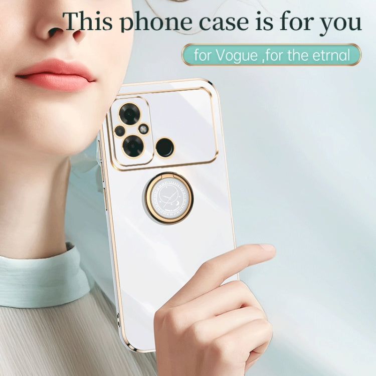 For Xiaomi Poco C55 4G XINLI Straight Edge 6D Electroplate TPU Phone Case with Ring Holder(Pink) - Xiaomi Cases by XINLI | Online Shopping South Africa | PMC TechLife | Buy Now Pay Later Mobicred
