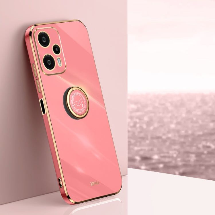 For Xiaomi Redmi Note 12 Turbo XINLI Straight Edge 6D Electroplate TPU Phone Case with Ring Holder(Hawthorn Red) - Xiaomi Cases by XINLI | Online Shopping South Africa | PMC TechLife | Buy Now Pay Later Mobicred