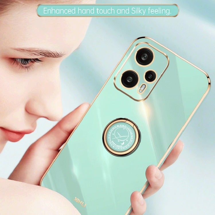 For Xiaomi Redmi Note 12 Turbo XINLI Straight Edge 6D Electroplate TPU Phone Case with Ring Holder(White) - Xiaomi Cases by XINLI | Online Shopping South Africa | PMC TechLife | Buy Now Pay Later Mobicred