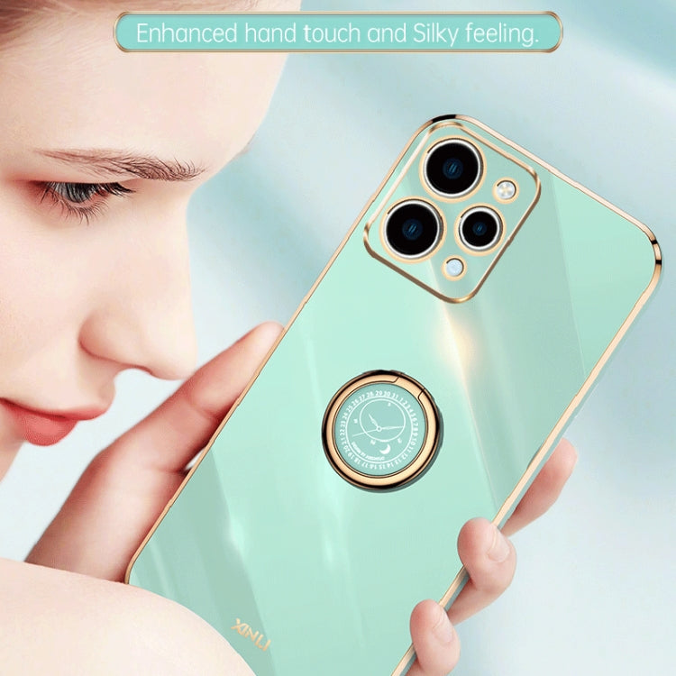 For Xiaomi Redmi 12 4G XINLI Straight Edge 6D Electroplate TPU Phone Case with Ring Holder(Black) - Xiaomi Cases by XINLI | Online Shopping South Africa | PMC TechLife | Buy Now Pay Later Mobicred