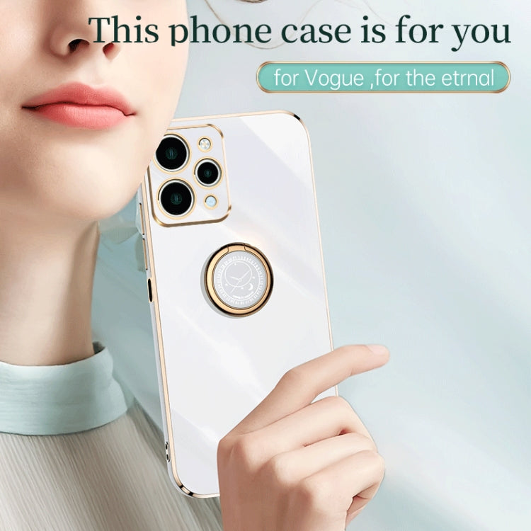For Xiaomi Redmi 12 4G XINLI Straight Edge 6D Electroplate TPU Phone Case with Ring Holder(Hawthorn Red) - Xiaomi Cases by XINLI | Online Shopping South Africa | PMC TechLife | Buy Now Pay Later Mobicred