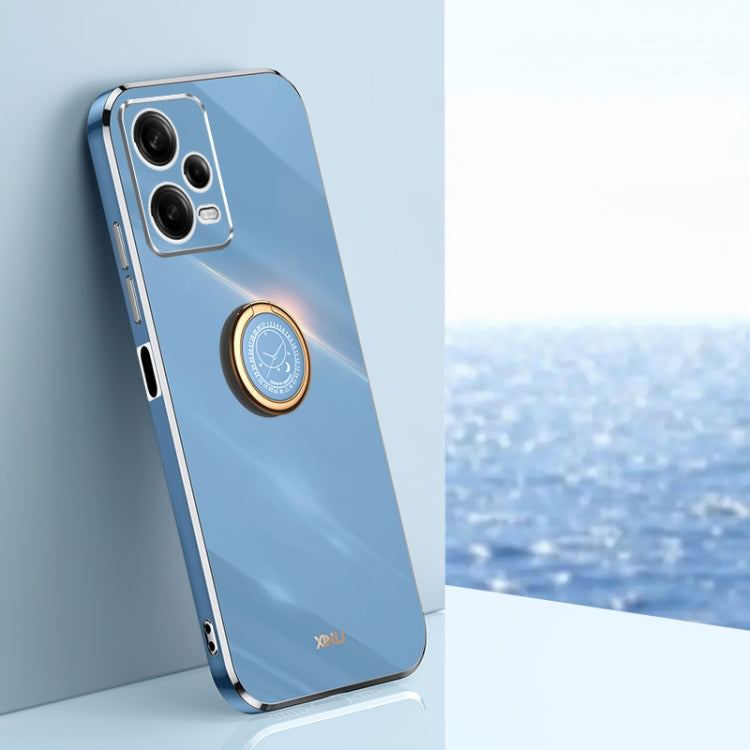 For Xiaomi Redmi Note 12 5G Global XINLI Straight Edge 6D Electroplate TPU Phone Case with Ring Holder(Celestial Blue) - Xiaomi Cases by XINLI | Online Shopping South Africa | PMC TechLife | Buy Now Pay Later Mobicred