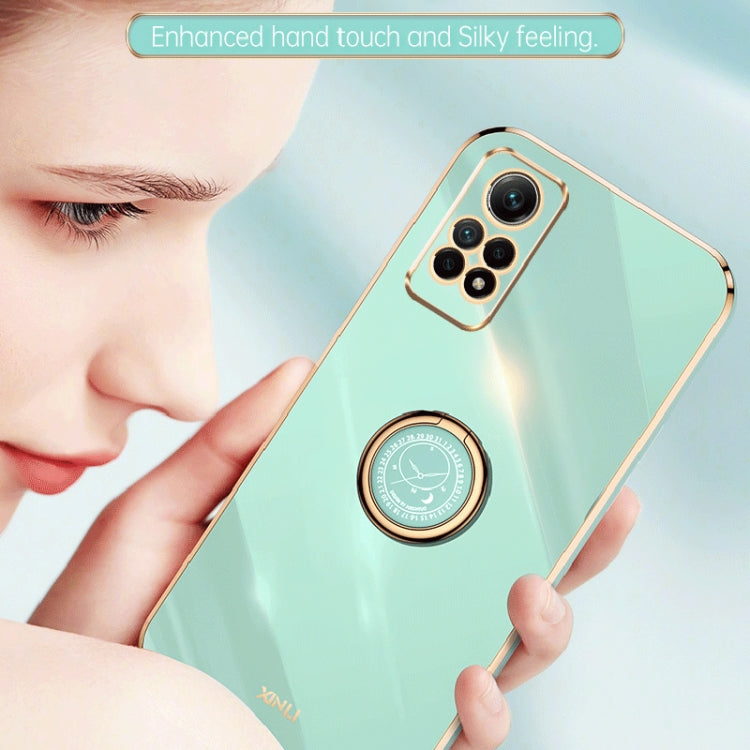 For Xiaomi Redmi Note 12 Pro 4G XINLI Straight Edge 6D Electroplate TPU Phone Case with Ring Holder(Mint Green) - Xiaomi Cases by XINLI | Online Shopping South Africa | PMC TechLife | Buy Now Pay Later Mobicred