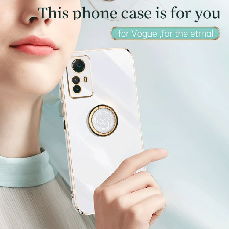 For Xiaomi Redmi Note 12S 4G XINLI Straight Edge 6D Electroplate TPU Phone Case with Ring Holder(Pink) - Xiaomi Cases by XINLI | Online Shopping South Africa | PMC TechLife | Buy Now Pay Later Mobicred