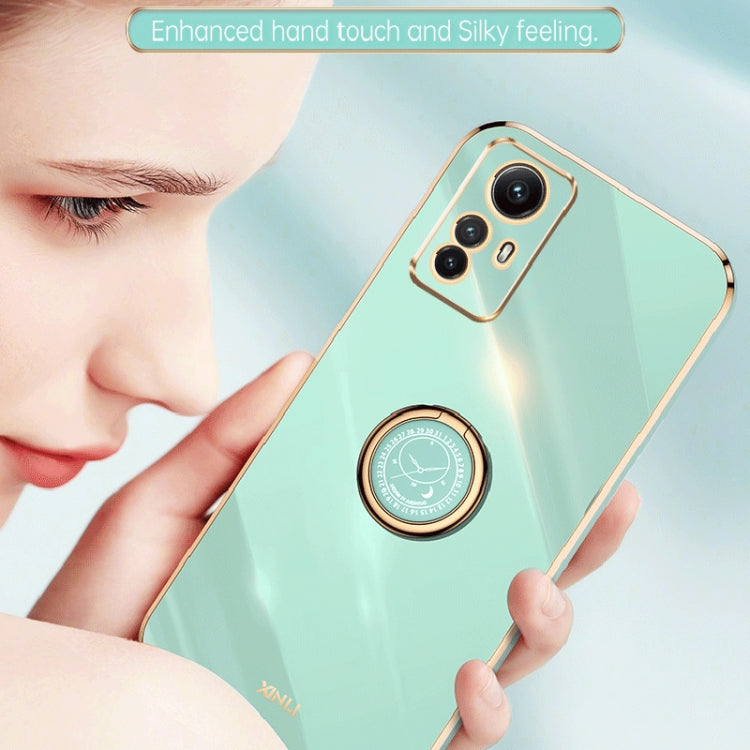 For Xiaomi Redmi Note 12S 4G XINLI Straight Edge 6D Electroplate TPU Phone Case with Ring Holder(Pink) - Xiaomi Cases by XINLI | Online Shopping South Africa | PMC TechLife | Buy Now Pay Later Mobicred