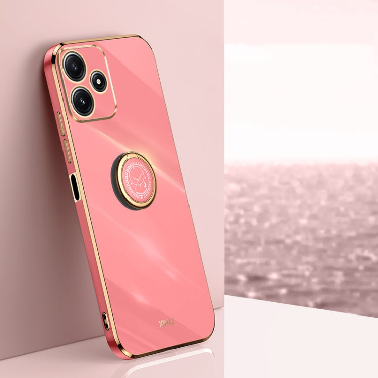 For Xiaomi Redmi Note 12R XINLI Straight Edge 6D Electroplate TPU Phone Case with Ring Holder(Hawthorn Red) - Xiaomi Cases by XINLI | Online Shopping South Africa | PMC TechLife | Buy Now Pay Later Mobicred