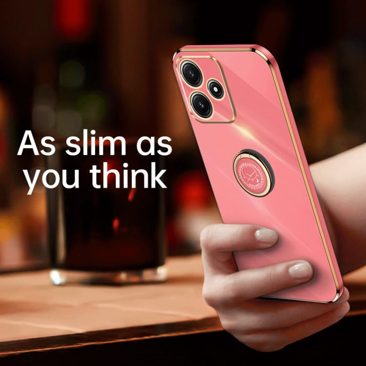 For Xiaomi Redmi Note 12R XINLI Straight Edge 6D Electroplate TPU Phone Case with Ring Holder(Hawthorn Red) - Xiaomi Cases by XINLI | Online Shopping South Africa | PMC TechLife | Buy Now Pay Later Mobicred