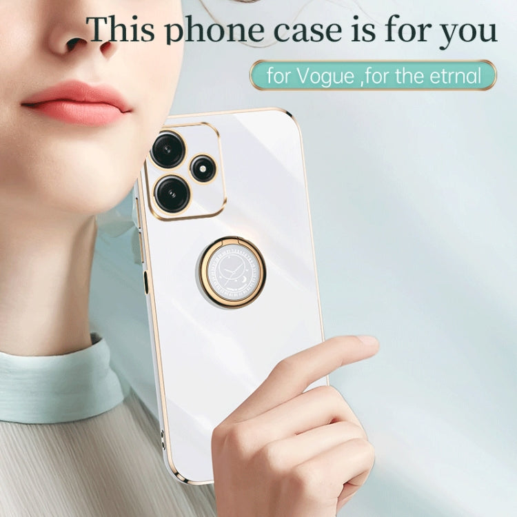 For Xiaomi Redmi Note 12R XINLI Straight Edge 6D Electroplate TPU Phone Case with Ring Holder(Hawthorn Red) - Xiaomi Cases by XINLI | Online Shopping South Africa | PMC TechLife | Buy Now Pay Later Mobicred