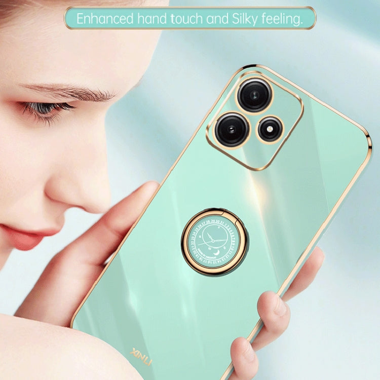 For Xiaomi Redmi Note 12R XINLI Straight Edge 6D Electroplate TPU Phone Case with Ring Holder(Hawthorn Red) - Xiaomi Cases by XINLI | Online Shopping South Africa | PMC TechLife | Buy Now Pay Later Mobicred