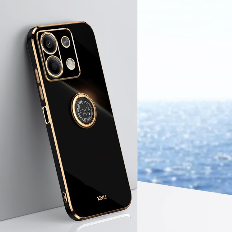 For Xiaomi Redmi Note 13 5G XINLI Straight Edge 6D Electroplate TPU Phone Case with Ring Holder(Black) - Note 13 Cases by XINLI | Online Shopping South Africa | PMC TechLife | Buy Now Pay Later Mobicred