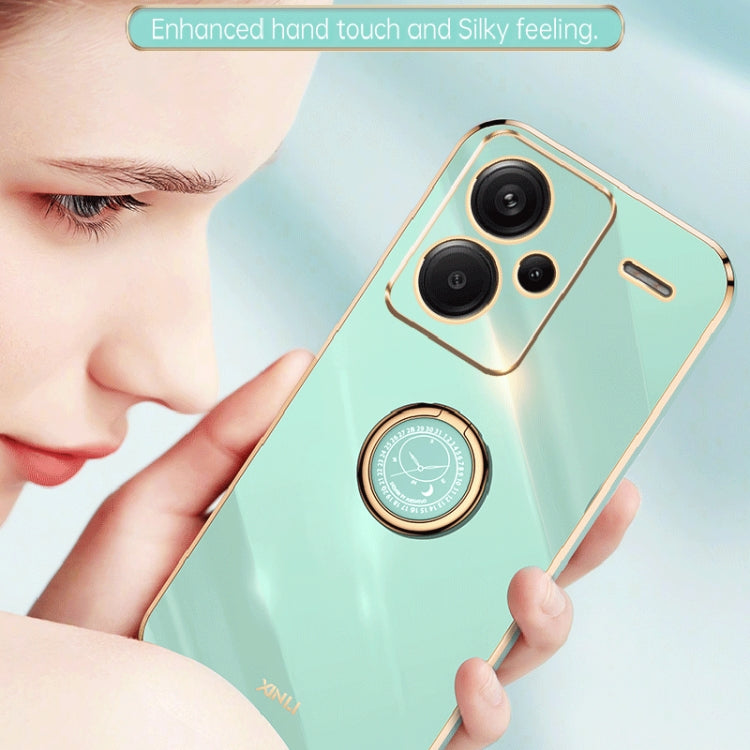 For Xiaomi Redmi Note 13 Pro+ XINLI Straight Edge 6D Electroplate TPU Phone Case with Ring Holder(Cherry Purple) - Note 13 Pro+ Cases by XINLI | Online Shopping South Africa | PMC TechLife | Buy Now Pay Later Mobicred