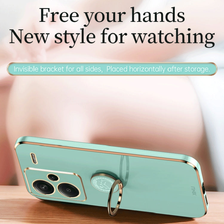 For Xiaomi Redmi Note 13 Pro+ XINLI Straight Edge 6D Electroplate TPU Phone Case with Ring Holder(Cherry Purple) - Note 13 Pro+ Cases by XINLI | Online Shopping South Africa | PMC TechLife | Buy Now Pay Later Mobicred