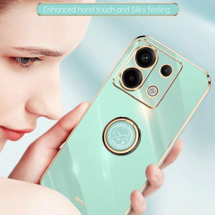 For Xiaomi Redmi Note 13 Pro XINLI Straight Edge 6D Electroplate TPU Phone Case with Ring Holder(Cherry Purple) - Note 13 Pro Cases by XINLI | Online Shopping South Africa | PMC TechLife | Buy Now Pay Later Mobicred