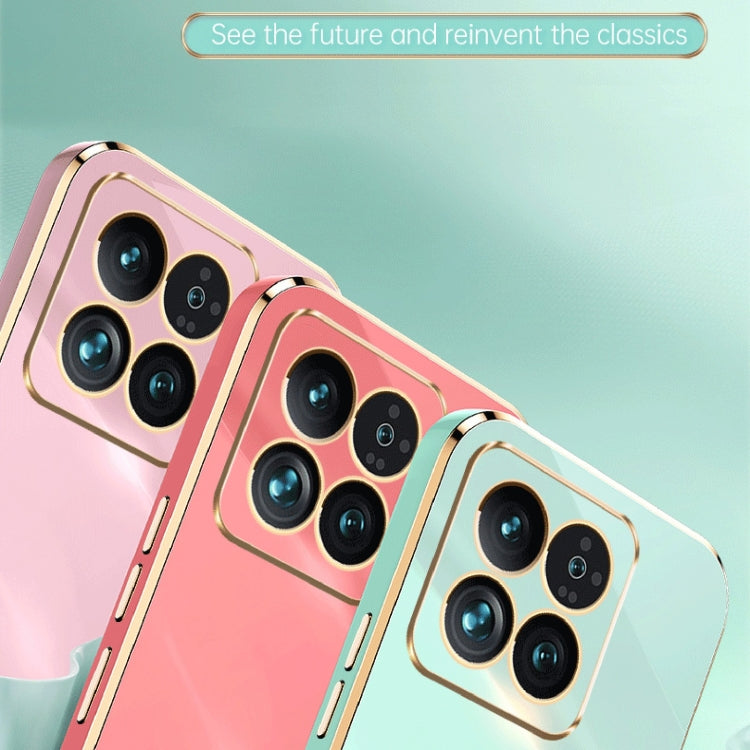 For Xiaomi 14 XINLI Straight Edge 6D Electroplate TPU Phone Case with Ring Holder(Pink) - free shipping - PMC Jewellery - Order now!