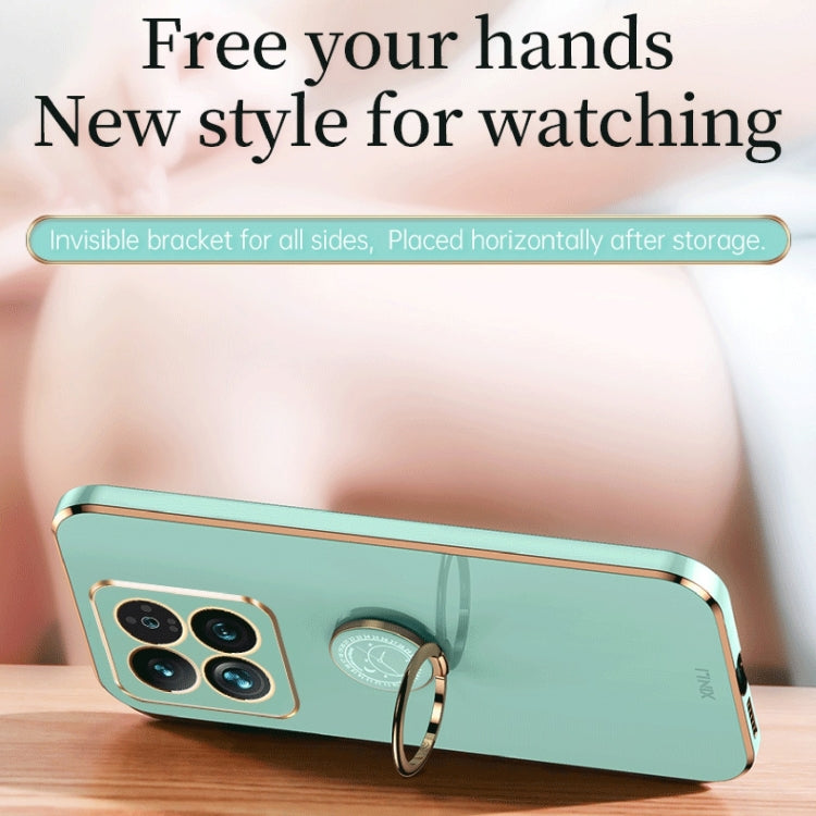 For Xiaomi 14 Pro XINLI Straight Edge 6D Electroplate TPU Phone Case with Ring Holder(Black) - 14 Pro Cases by XINLI | Online Shopping South Africa | PMC TechLife | Buy Now Pay Later Mobicred