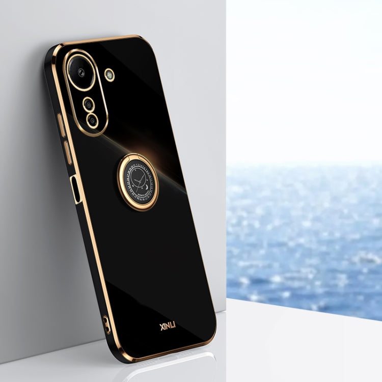 For Xiaomi Redmi 13C 4G XINLI Straight Edge 6D Electroplate TPU Phone Case with Ring Holder(Black) - 13C Cases by XINLI | Online Shopping South Africa | PMC TechLife | Buy Now Pay Later Mobicred