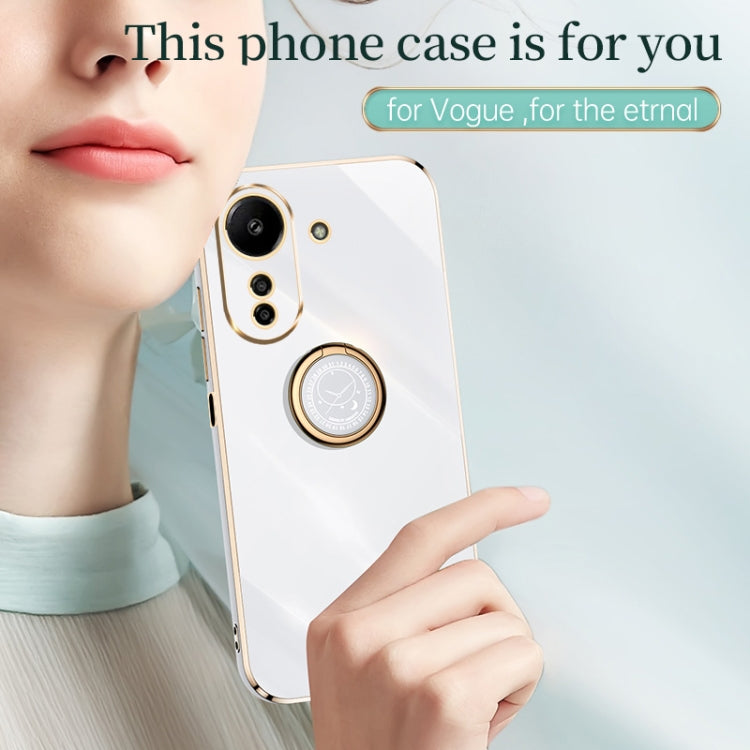 For Xiaomi Redmi 13C 4G XINLI Straight Edge 6D Electroplate TPU Phone Case with Ring Holder(Mint Green) - 13C Cases by XINLI | Online Shopping South Africa | PMC TechLife | Buy Now Pay Later Mobicred