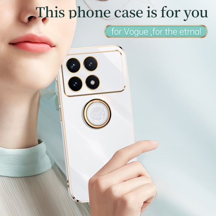 For Xiaomi Redmi K70E XINLI Straight Edge 6D Electroplate TPU Phone Case with Ring Holder(Pink) - Xiaomi Cases by XINLI | Online Shopping South Africa | PMC TechLife | Buy Now Pay Later Mobicred