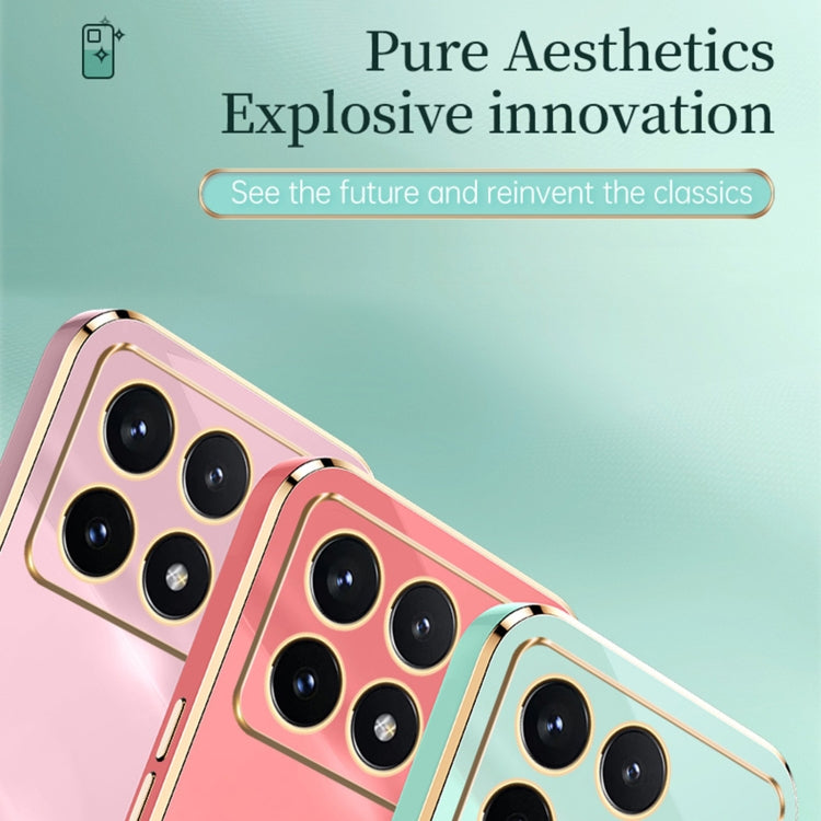For Xiaomi Redmi K70E XINLI Straight Edge 6D Electroplate TPU Phone Case with Ring Holder(Mint Green) - K70E Cases by XINLI | Online Shopping South Africa | PMC TechLife | Buy Now Pay Later Mobicred