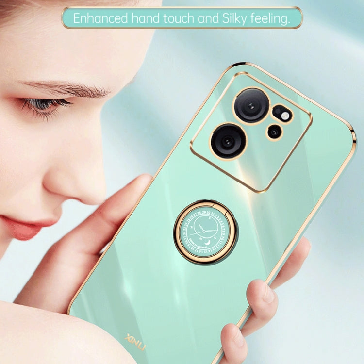 For Xiaomi Redmi K60 Ultra / Mi 13T XINLI Straight Edge 6D Electroplate TPU Phone Case with Ring Holder(Celestial Blue) - Redmi K60 Ultra Cases by XINLI | Online Shopping South Africa | PMC TechLife | Buy Now Pay Later Mobicred