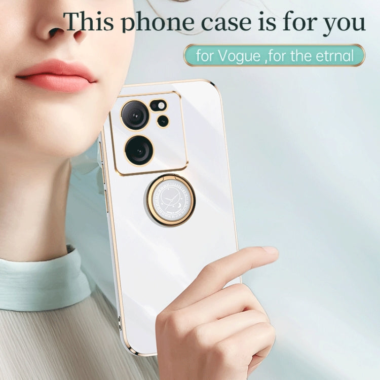 For Xiaomi Redmi K60 Ultra / Mi 13T XINLI Straight Edge 6D Electroplate TPU Phone Case with Ring Holder(Pink) - Redmi K60 Ultra Cases by XINLI | Online Shopping South Africa | PMC TechLife | Buy Now Pay Later Mobicred