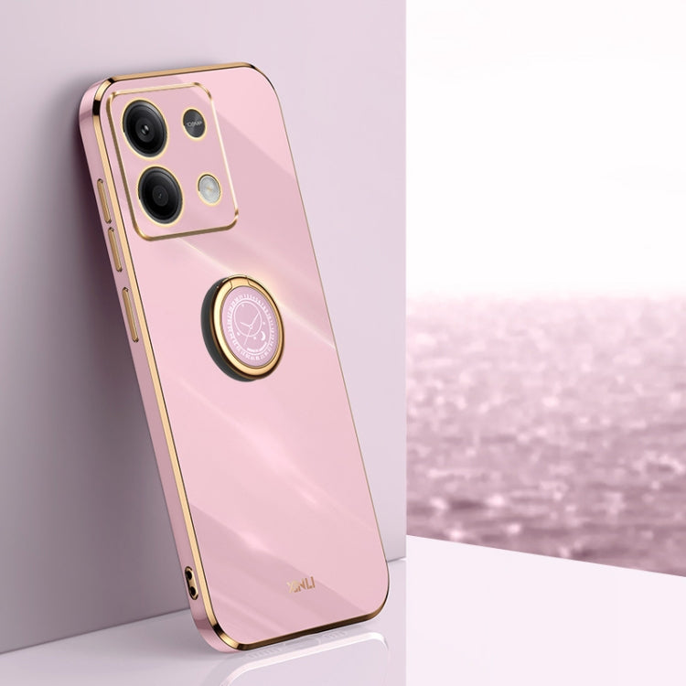 For Xiaomi Redmi Note 13 4G XINLI Straight Edge 6D Electroplate TPU Phone Case with Ring Holder(Cherry Purple) - Note 13 Cases by XINLI | Online Shopping South Africa | PMC TechLife | Buy Now Pay Later Mobicred