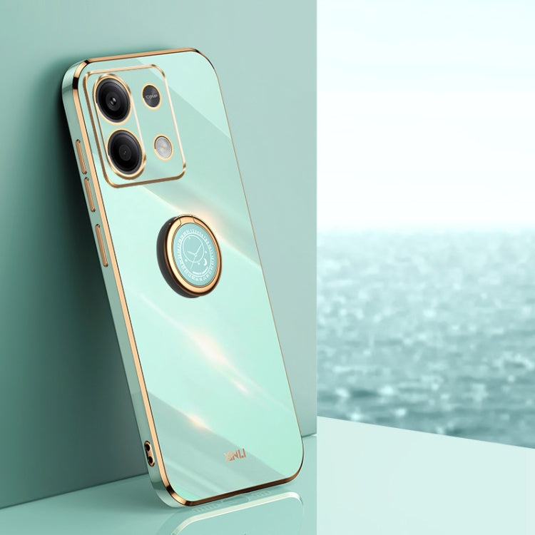 For Xiaomi Redmi Note 13 Pro 4G XINLI Straight Edge 6D Electroplate TPU Phone Case with Ring Holder(Mint Green) - Note 13 Pro Cases by XINLI | Online Shopping South Africa | PMC TechLife | Buy Now Pay Later Mobicred