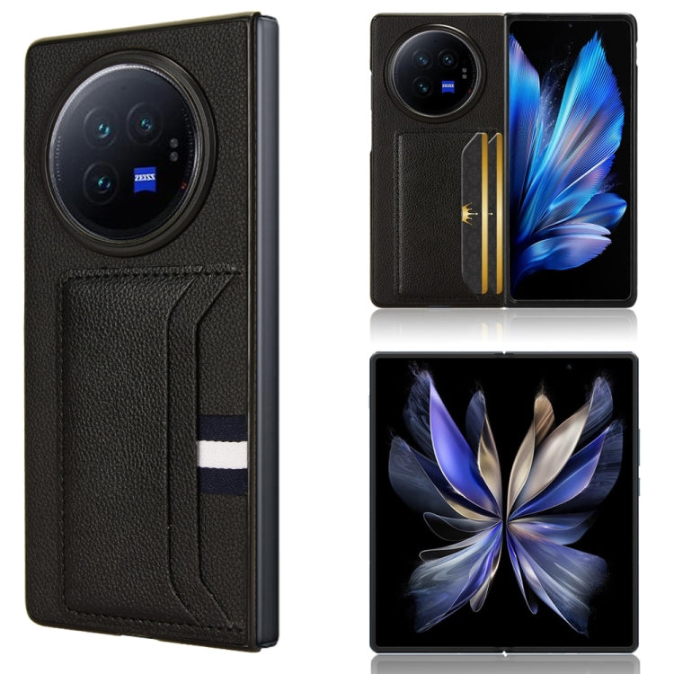 For vivo X Fold3 Litchi Texture Card Slots Back Cover Phone Case(Black) - vivo Cases by PMC TechLife | Online Shopping South Africa | PMC TechLife | Buy Now Pay Later Mobicred