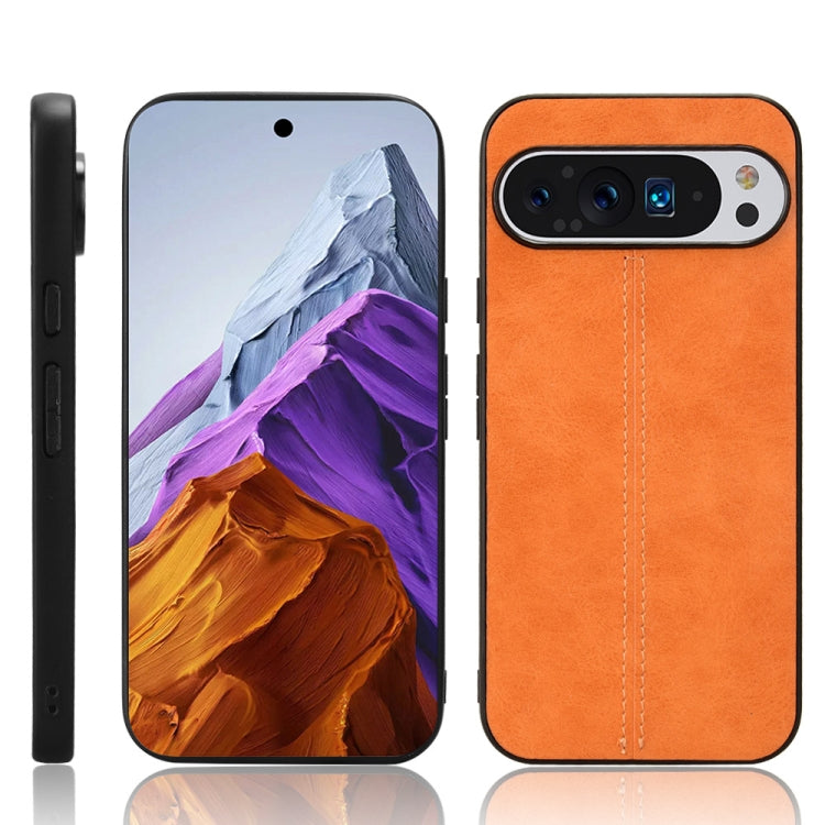 For Google Pixel 9 Pro Sewing Cow Pattern Skin PC + PU + TPU Phone Case(Orange) - Google Cases by PMC TechLife | Online Shopping South Africa | PMC TechLife | Buy Now Pay Later Mobicred