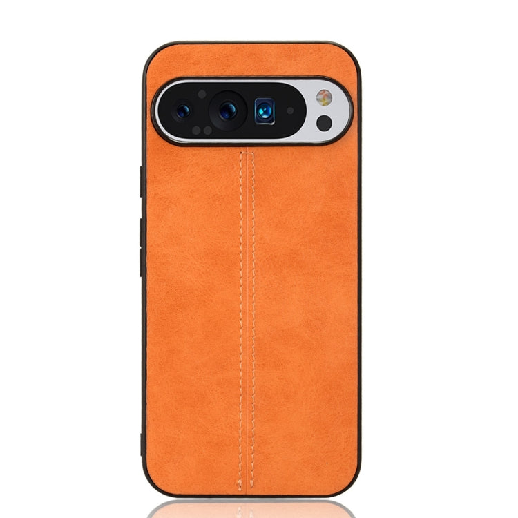 For Google Pixel 9 Pro Sewing Cow Pattern Skin PC + PU + TPU Phone Case(Orange) - Google Cases by PMC TechLife | Online Shopping South Africa | PMC TechLife | Buy Now Pay Later Mobicred