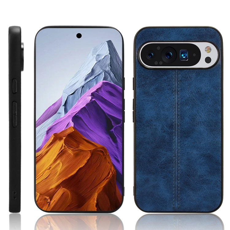 For Google Pixel 9 Pro Sewing Cow Pattern Skin PC + PU + TPU Phone Case(Blue) - Google Cases by PMC TechLife | Online Shopping South Africa | PMC TechLife | Buy Now Pay Later Mobicred