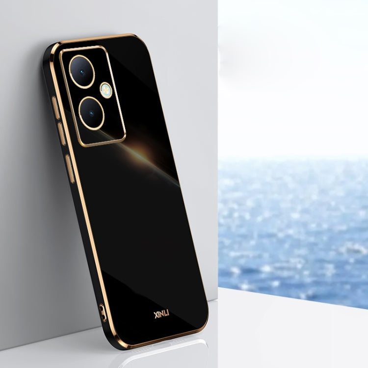 For vivo Y78+ XINLI Straight Edge 6D Electroplate TPU Phone Case(Black) - vivo Cases by XINLI | Online Shopping South Africa | PMC TechLife | Buy Now Pay Later Mobicred