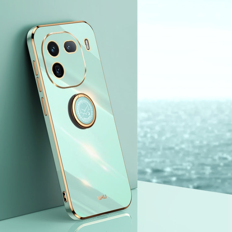 For vivo iQOO 12 Pro 5G XINLI Straight Edge 6D Electroplate TPU Phone Case with Ring Holder(Mint Green) - vivo Cases by XINLI | Online Shopping South Africa | PMC TechLife | Buy Now Pay Later Mobicred