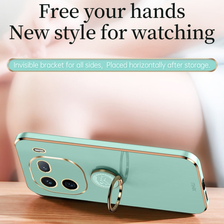 For vivo iQOO 12 Pro 5G XINLI Straight Edge 6D Electroplate TPU Phone Case with Ring Holder(Mint Green) - vivo Cases by XINLI | Online Shopping South Africa | PMC TechLife | Buy Now Pay Later Mobicred