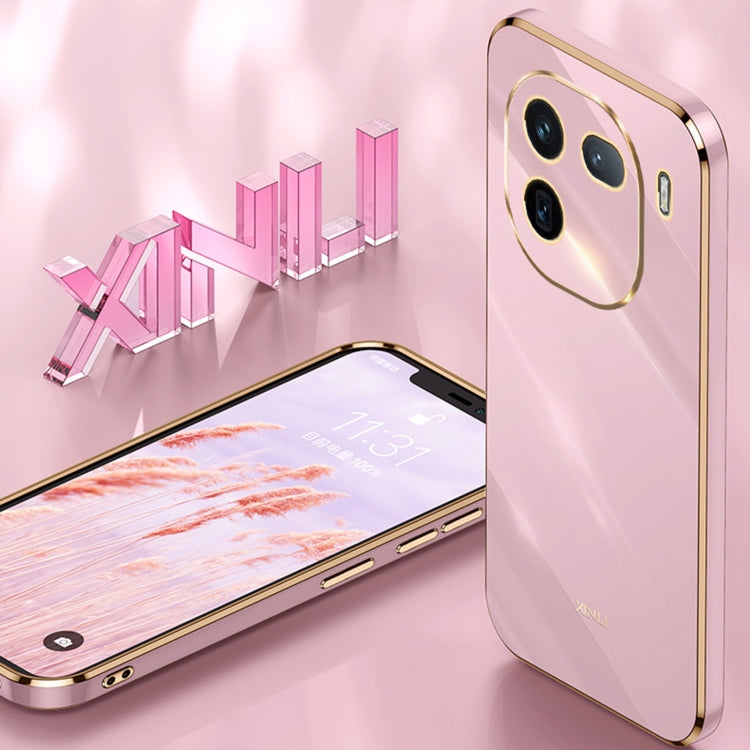 For vivo iQOO 12 5G XINLI Straight Edge 6D Electroplate TPU Phone Case with Ring Holder(Black) - vivo Cases by XINLI | Online Shopping South Africa | PMC TechLife | Buy Now Pay Later Mobicred