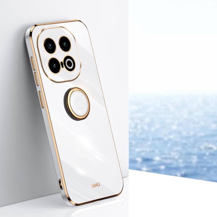 For vivo iQOO 13 XINLI Straight Edge 6D Electroplate TPU Phone Case with Ring Holder(White) - free shipping - PMC TechLife - Order now!