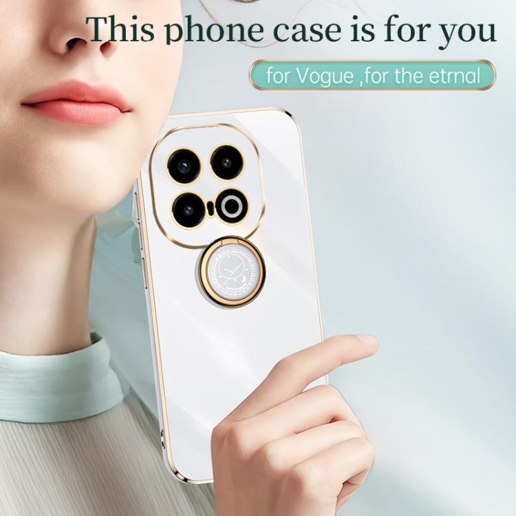For vivo iQOO 13 XINLI Straight Edge 6D Electroplate TPU Phone Case with Ring Holder(White) - free shipping - PMC TechLife - Order now!