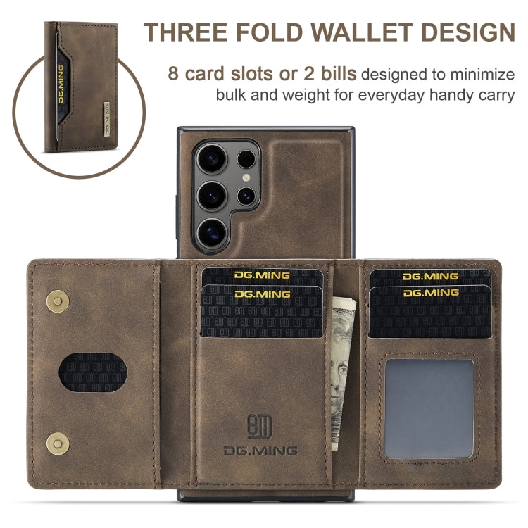 For Samsung Galaxy S24 Ultra 5G DG.MING M2 Series 3-Fold Multi Card Bag + Magnetic Phone Case(Coffee) - Galaxy S24 Ultra 5G Cases by DG.MING | Online Shopping South Africa | PMC TechLife | Buy Now Pay Later Mobicred