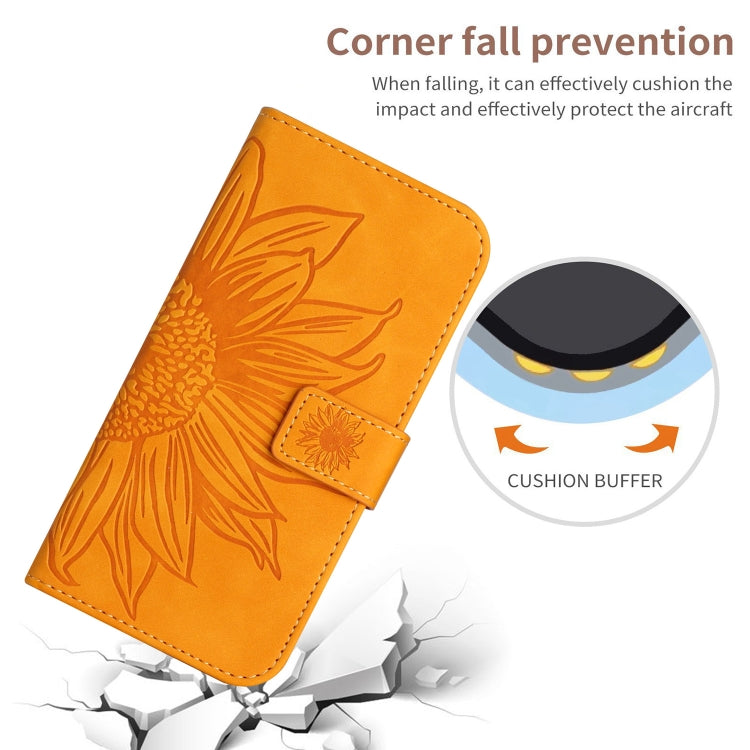 For Xiaomi Poco F5 Skin Feel Sun Flower Embossed Flip Leather Phone Case with Lanyard(Yellow) - Xiaomi Cases by PMC TechLife | Online Shopping South Africa | PMC TechLife | Buy Now Pay Later Mobicred