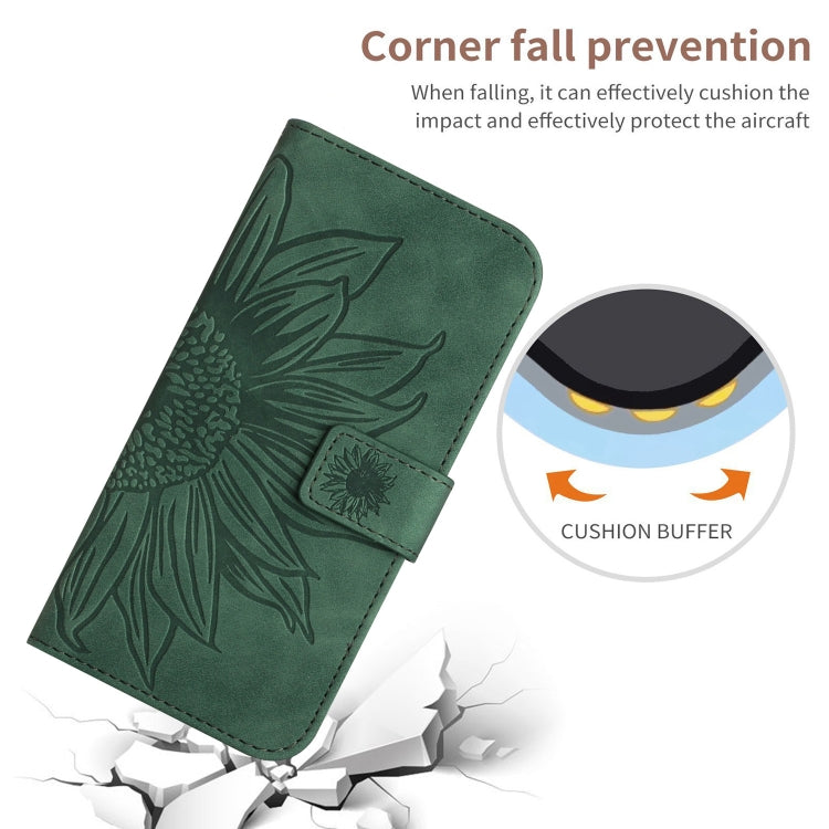 For Xiaomi Poco F5 Pro Skin Feel Sun Flower Embossed Flip Leather Phone Case with Lanyard(Green) - Xiaomi Cases by PMC TechLife | Online Shopping South Africa | PMC TechLife | Buy Now Pay Later Mobicred