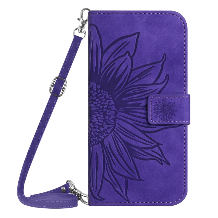 For Xiaomi Redmi Note 12S Skin Feel Sun Flower Embossed Flip Leather Phone Case with Lanyard(Dark Purple) - Xiaomi Cases by PMC TechLife | Online Shopping South Africa | PMC TechLife | Buy Now Pay Later Mobicred