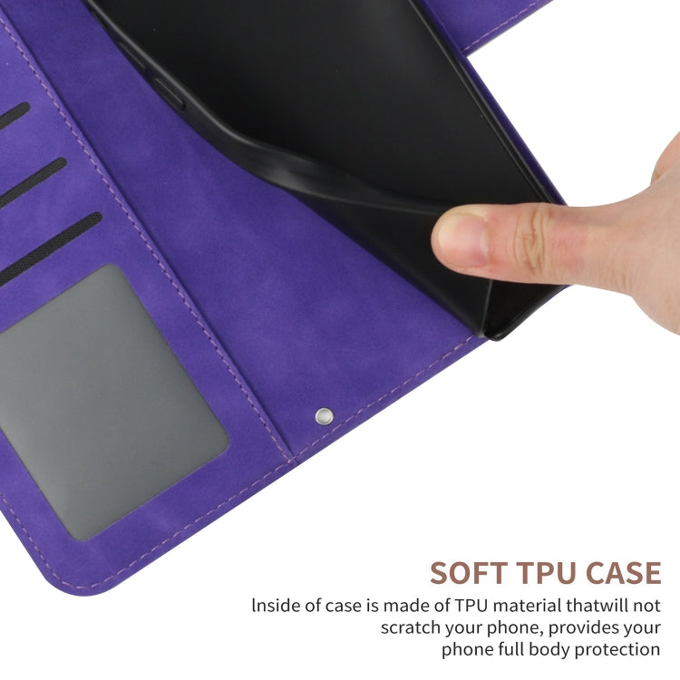 For Xiaomi Redmi 12 5G Skin Feel Sun Flower Embossed Flip Leather Phone Case with Lanyard(Dark Purple) - Xiaomi Cases by PMC TechLife | Online Shopping South Africa | PMC TechLife | Buy Now Pay Later Mobicred