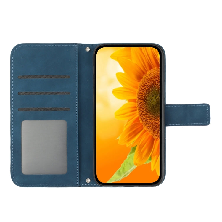 For Xiaomi Redmi 12 5G Skin Feel Sun Flower Embossed Flip Leather Phone Case with Lanyard(Inky Blue) - free shipping - PMC TechLife - Order now!