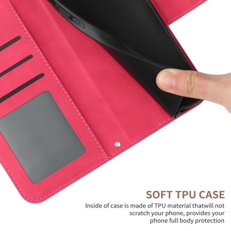For Xiaomi Redmi 12 5G Skin Feel Sun Flower Embossed Flip Leather Phone Case with Lanyard(Rose Red) - Xiaomi Cases by PMC TechLife | Online Shopping South Africa | PMC TechLife | Buy Now Pay Later Mobicred