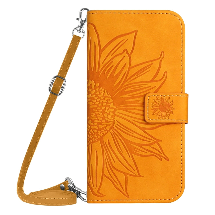 For Xiaomi Redmi 12 5G Skin Feel Sun Flower Embossed Flip Leather Phone Case with Lanyard(Yellow) - Xiaomi Cases by PMC TechLife | Online Shopping South Africa | PMC TechLife | Buy Now Pay Later Mobicred