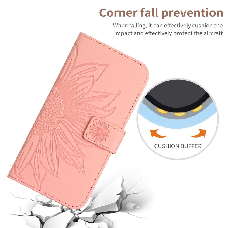 For Xiaomi Redmi 12 5G Skin Feel Sun Flower Embossed Flip Leather Phone Case with Lanyard(Pink) - free shipping - PMC TechLife - Order now!