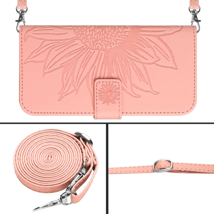 For Xiaomi Redmi 12 5G Skin Feel Sun Flower Embossed Flip Leather Phone Case with Lanyard(Pink) - free shipping - PMC TechLife - Order now!