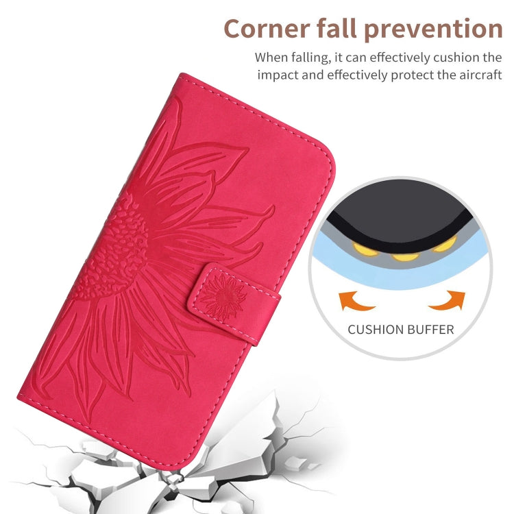 For Xiaomi Redmi 13C 4G Skin Feel Sun Flower Embossed Flip Leather Phone Case with Lanyard(Rose Red) - 13C Cases by PMC TechLife | Online Shopping South Africa | PMC TechLife | Buy Now Pay Later Mobicred