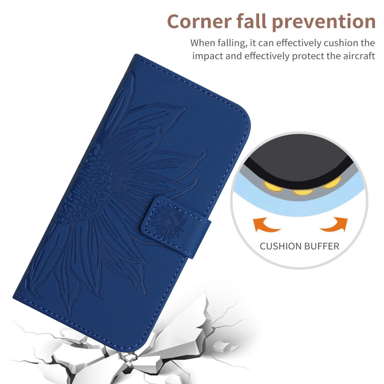 For Xiaomi Redmi 13C 4G Skin Feel Sun Flower Embossed Flip Leather Phone Case with Lanyard(Dark Blue) - 13C Cases by PMC TechLife | Online Shopping South Africa | PMC TechLife | Buy Now Pay Later Mobicred