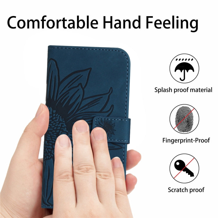 For Xiaomi 14 Skin Feel Sun Flower Embossed Flip Leather Phone Case with Lanyard(Inky Blue) - 14 Cases by PMC TechLife | Online Shopping South Africa | PMC TechLife | Buy Now Pay Later Mobicred